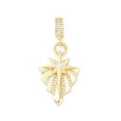Настоящее золото 16K Латунные микро проложить кубического циркония подвески, без кадмия и без свинца, звезда, реальный 16 k позолоченный, 47.5x21.5x7.5 мм, отверстие : 7.5x5 мм
