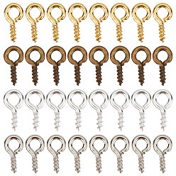 (52) Непрозрачная лаванда 1400шт 4 цветной железный винт рым-болт штифт скобы, за половину пробурено бисера, разноцветные, 8x4x1 мм, отверстие : 2 мм, 350 шт / цвет