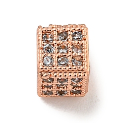 Розовое Золото Латунные микропаве из прозрачного кубического циркония, кубические, розовое золото , 4.5x4.5x4.5 мм, отверстие : 2.4 мм