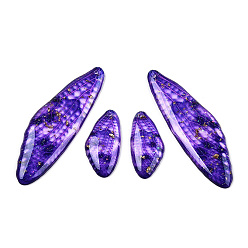 Темно-Фиолетовый Серьги-крылья из прозрачной смолы с подвесками, прелести крыльев, темно-фиолетовый, 49x16x3 мм, отверстие : 1.2 мм, маленькие крылья: 12x24.5x3мм