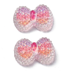 Deep Pink Transparent Epoxy Resin Decoden Cabochons, with Paillettes, Bowknot, Deep Pink, 16x23x9mm