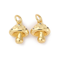 Настоящее золото 18K Латунь прокладывает кубические циркониевые прелести, гриб, стойки покрытие, без свинца и без кадмия, долговечный, с целью перехода в кольце, реальный 18 k позолоченный, 13x10.5x5.5 мм, отверстие : 3.5 мм