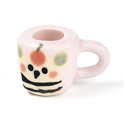 Розовый Кружка с медведем из фарфора ручной работы, Ручной обращается фарфор Famille Rose, аксессуары для кукольного домика с микро-ландшафтом, туманная роза, 32~32.5x20~21.5x20~21 мм