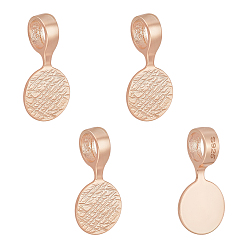 Розовый Позолоченный 4 шт. 925 плоские клеевые скобы из стерлингового серебра, Настоящее розовое золото покрыто, 16x8 мм