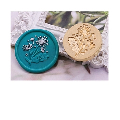 Other Plants Круглая золотистая сургучная печать, латунная головка штампа, для приглашений, конверты, подарочная упаковка, одуванчик, 25 мм