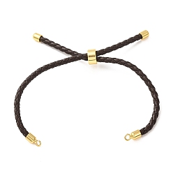 Café Fabrication de bracelets en cordon de cuir tressé en microfibre ronde ajustable, avec les accessoires en laiton, convient aux breloques de connecteur, café, 9.13x0.12 pouce (23.2x0.3 cm), Trou: 2mm