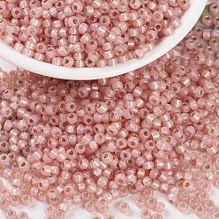 (RR642) Dyed Salmon Silverlined Alabaster MIYUKI Round Rocailles Beads, Japanese Seed Beads, 8/0, (RR642) Dyed Salmon Silverlined Alabaster, 3mm, Hole: 1mm, about 19000~20500pcs/pound