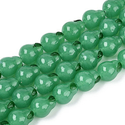 Средний Морско-зеленый Бусины лэмпворк , грушевые обереги, средний морской зеленый, 14~15x11.5~12x11.5~12 мм, отверстие : 0.9~1.2 мм, около 20 шт / нитка, 11.22~11.42'' (28.5~29 см)