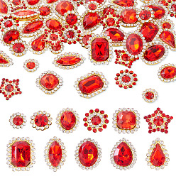 Светло-сиамский 100 шт. пришивных стразов в форме капли/сердца/звезды, многорядные звенья из акрила и железа со стразами, золотые, разнообразные, Light Siam, 7.5~19x7.5~16x3.5~6 мм, отверстие : 2~9.5x0.8~1.6 мм