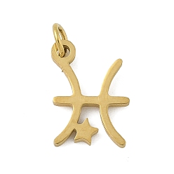Рыбы 316 l хирургические подвески из нержавеющей стали, чары созвездий, с целью перехода в кольце, золотые, Рыбы, 12.5x8.5x1.5 мм, отверстие : 2.5 мм
