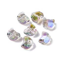 Желто-Зеленый 100 шт. Гальванические стеклянные бусины, форма кошки, граненые, желто-зеленый, 7x6x4.5 мм, отверстие : 1 мм, 100 шт / комплект