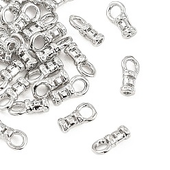 Plaqué Platine Véritable Embouts de cordon en laiton shegrace, colonne, sans cadmium et sans nickel et sans plomb, Platine plaqué, 7x4x2.7mm, Trou: 2mm, diamètre intérieur: 1 mm