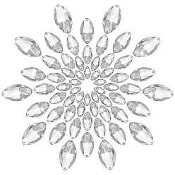 Прозрачный 60шт 6 стили пришить стразы, Тайвань акриловые горный хрусталь, два отверстия, аксессуары для одежды, граненые, лошадиный глаз , прозрачные, 15~30x6~15x3~7 мм, отверстие : 1 мм, 10 шт / стиль