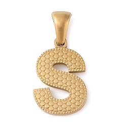 Letter S Вакуумное покрытие pvd 304 подвески из нержавеющей стали, золотые, буквенное очарование, Письмо с, 17x11.5x1.5 мм, отверстие : 5x3 мм