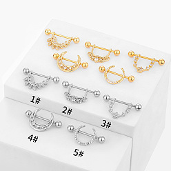 Нержавеющая Сталь Цвет 316l хирургические нержавеющие стальные прозрачные кубические циркониевые ниппельные стремена, цвет нержавеющей стали, 18 мм