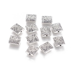 Plata Antigua Abalorios de aleación de estilo tibetano, Rectángulo, sin plomo y el cadmio, plata antigua, 10x9x3.5 mm, agujero: 1 mm