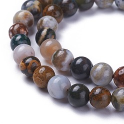 Океанический Джаспер Натуральный океанский агат, круглые, 6~7 мм, отверстие : 0.8 мм, около 63 шт / нитка, 15.1 дюйм (38.5 см)