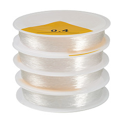 Clear 4 Rolls Round Crystal Elastic Stretch Thread, for Bracelets Gemstone Jewelry Making Beading Craft, Clear, 0.4mm, about 19.6 yards(18m)/roll