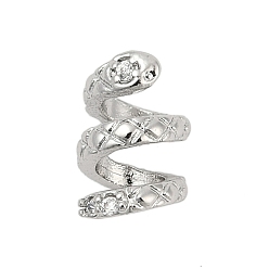 Платина Латунные микро проложить кубического циркония бусы, без кадмия, без никеля и без свинца, змея, платина, 8.5x6 мм, отверстие : 3 мм