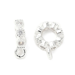 Серебро Латунные поручни из прозрачного кубического циркония с микропаве, петля под залог, долговечный, круглые кольца, серебряные, 11.5x8x2.5 мм, отверстие : 1.2 мм, внутренний диаметр: 4.5 мм