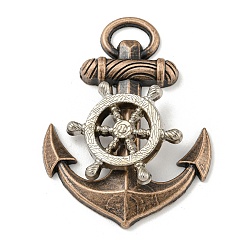 Красная Медь Сплавочные подвески тибетского стиля, якорь, Красная медь, 43x32x6.5 мм, отверстие : 3x8 мм