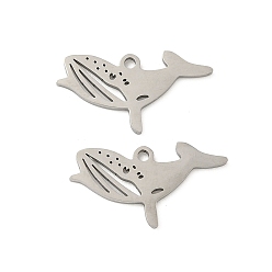 Whale 201 подвески из нержавеющей стали, кит, 11x19.5x1 мм, отверстие : 1.4 мм
