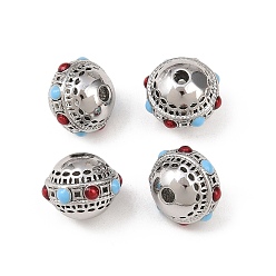 Платина Латунные бусины, с эмалью, рондель, платина, 11x9 мм, отверстие : 2 мм