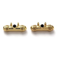 Bleu Foncé Laiton cubes pendentifs zircone, plaqué longue durée, réel 18 k plaqué or, cylindrique, bleu foncé, 8.5x19x6.5mm, Trou: 2mm