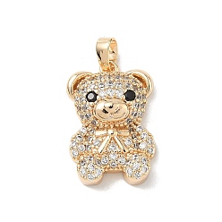 Настоящее золото 18K Латунные микро проложить кубического циркония подвески, нести прелести, реальный 18 k позолоченный, 22x14.5x6 мм, отверстие : 5x3 мм