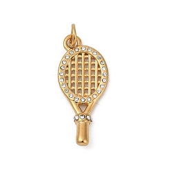 Другие 304 микро нержавеющей стали прокладывать Цирконом подвески, с целью перехода в кольце, вакуумные покрытия, реальный 18 k позолоченный, теннисная ракетка, 24x10.5x3 мм, отверстие : 3.2 мм