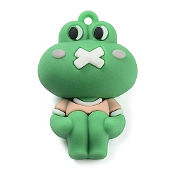 пшеница Пластиковые большие подвески из пвх, лягушка, цвет пшеницы, 50x33x24.5 мм, отверстие : 2.7 мм