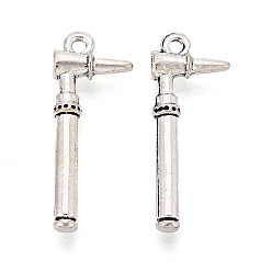 Античное Серебро Сплавочные подвески тибетского стиля, амулеты для отоскопа, античное серебро, 25.5x10x3 мм, отверстие : 1.8 мм