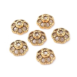 Античное Золото  Крышки для бусин тибетского стиля, цинкового сплава шарик крышки, античное золото , без свинца и без кадмия, Размер : диаметром около 9 мм , толщиной 4 мм , отверстие : 1 мм.