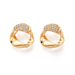 Настоящее золото 18K Латунные микро проложить кубического циркония прелести, кольцо, без никеля , долговечный, реальный 18 k позолоченный, 13x13x7.5 мм, отверстие : 3~4x1.8~3 мм