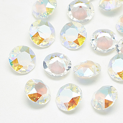 Crystal Shimmer K 9 Glas Strass Charms, facettiert, Flachrund, Kristallschimmer, 12x6 mm, Bohrung: 1 mm