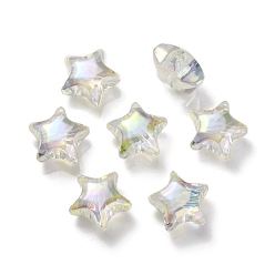 Белый УФ-покрытие радужными переливающимися акриловыми бусинами, звезда, белые, 18.5x19.5x10.5 мм, отверстие : 2.9 мм