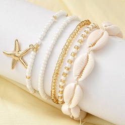 (52) Непрозрачная лаванда 6шт. наборы браслетов для женщин, в том числе эластичные браслеты из АБС-пластика с бусинами, браслеты из натурального плетеного бисера из ракушек, 304 браслет из нержавеющей стали с подвесками, разноцветные, внутренний диаметр: 2~2-3/8 дюйм (5.1~5.9 см)