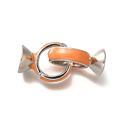 Темно-Оранжевый Застежки-застежки из латуни с эмалью, без кадмия и без свинца, долговечный, стойки покрытие, рыба, темно-оранжевый, 35.5 мм