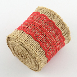 Mixed Color Burlap Ribbon, Hessian Ribbon, Jute Ribbon, for for Craft Making, Mixed Color, 60mm, 2m/roll, 24rolls/bag