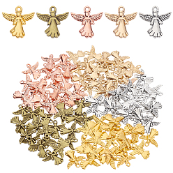 (52) Непрозрачная лаванда 100 шт 5 цвета подвески из сплава в тибетском стиле, ангел, разноцветные, 20x20x2.5 мм, отверстие : 1.8 мм