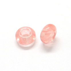 Cherry Quartz Glass Cherry Quartz Glass European Large Hole Beads, Rondelle, 13~14x7~8mm, Hole: 5mm
