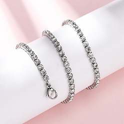 Кристалл 3мм 304 Женские ожерелья-цепочки из нержавеющей стали со стразами, цвет нержавеющей стали, кристалл, 16.54 дюйм (42 см)