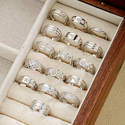 Платина 16шт. 16 стили: кольца-манжеты из сплава в форме сердца и звезды, разнообразные, платина, внутренний диаметр: 11~18 мм, 1 шт / стиль