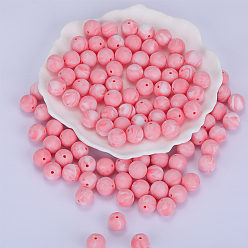 Light Coral Round Silicone Focal Beads, Chewing Beads For Teethers, DIY Nursing Necklaces Making, Light Coral, 15mm, Hole: 2mm