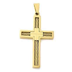 Золотой Ионное покрытие (ip) 304 подвески из нержавеющей стали, с 201 подвесными дужками из нержавеющей стали, крестик, золотые, 50x29.5x4 мм, отверстие : 9x6 мм