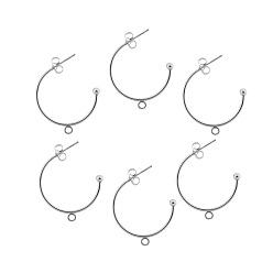 Нержавеющая Сталь Цвет Не тускнеет 304 фурнитура для сережек-гвоздиков из нержавеющей стали, с петлей, с формой, цвет нержавеющей стали, 20 мм, 6 шт / комплект