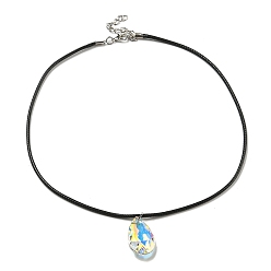 Прозрачный АВ Воском ожерелья шнура, k 9 ожерелья из стекла, слеза, ясно AB, 17.72 дюйм (45 см)