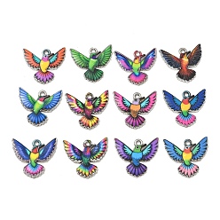 (52) Непрозрачная лаванда Подвески из эмали и сплава, амулеты птиц, золотые, разноцветные, 18.5x20.5x1.5 мм, отверстие : 1.8 мм