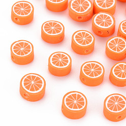 Коралловый Бусины из полимерной глины , грейпфрут, коралл, 8~10x4 мм, отверстие : 1.2~1.5 мм