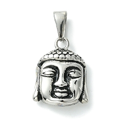 Античное Серебро Вакуумное покрытие pvd 304 подвески из нержавеющей стали, очарование будды, античное серебро, 26x19.5x7 мм, отверстие : 8.5x4.5 мм